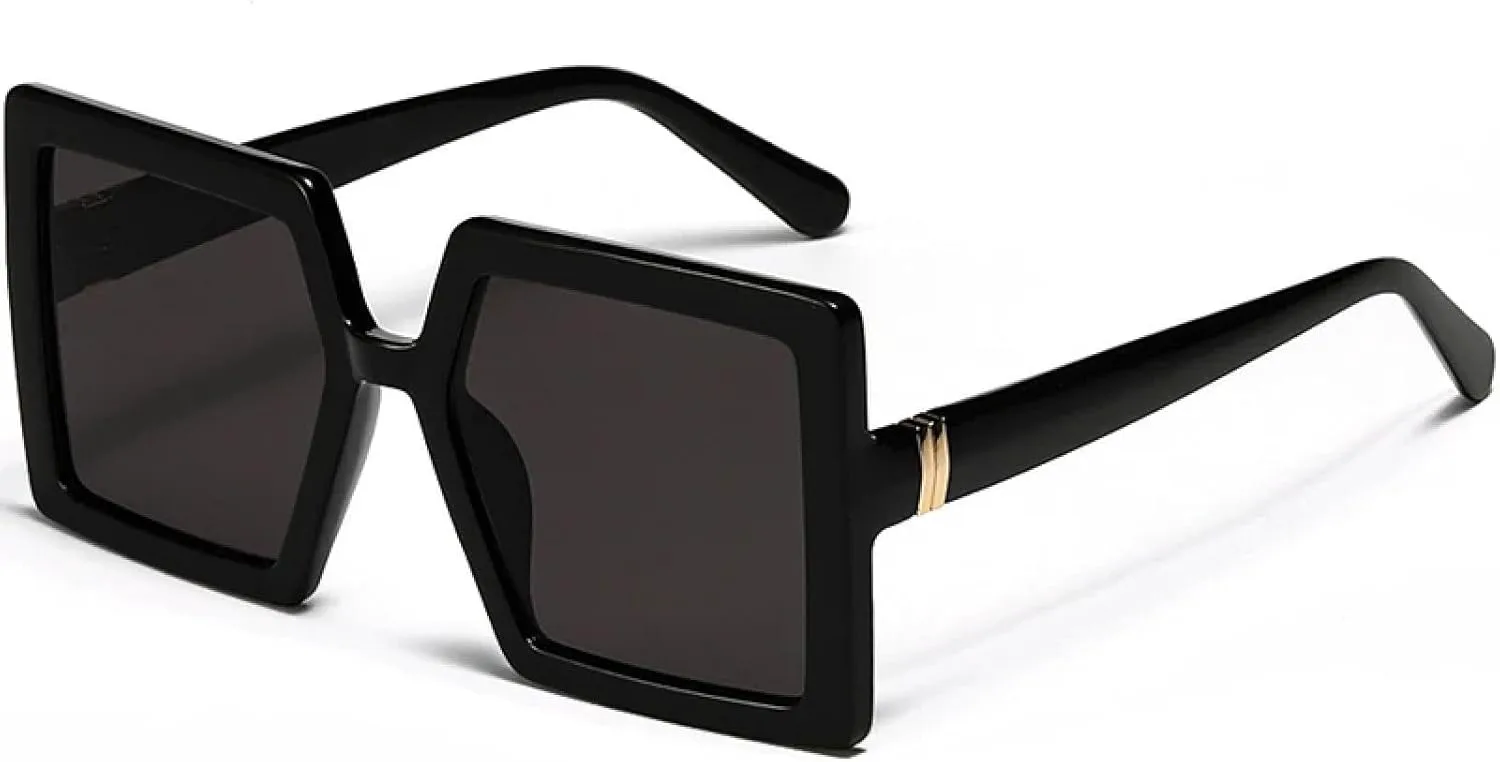 

Ретро-солнцезащитные очки для мужчин и женщин, большие оправы, винтажные солнцезащитные очки, солнцезащитные очки с защитой от УФ-излучения UV400 TKKTLLT, Black Grey