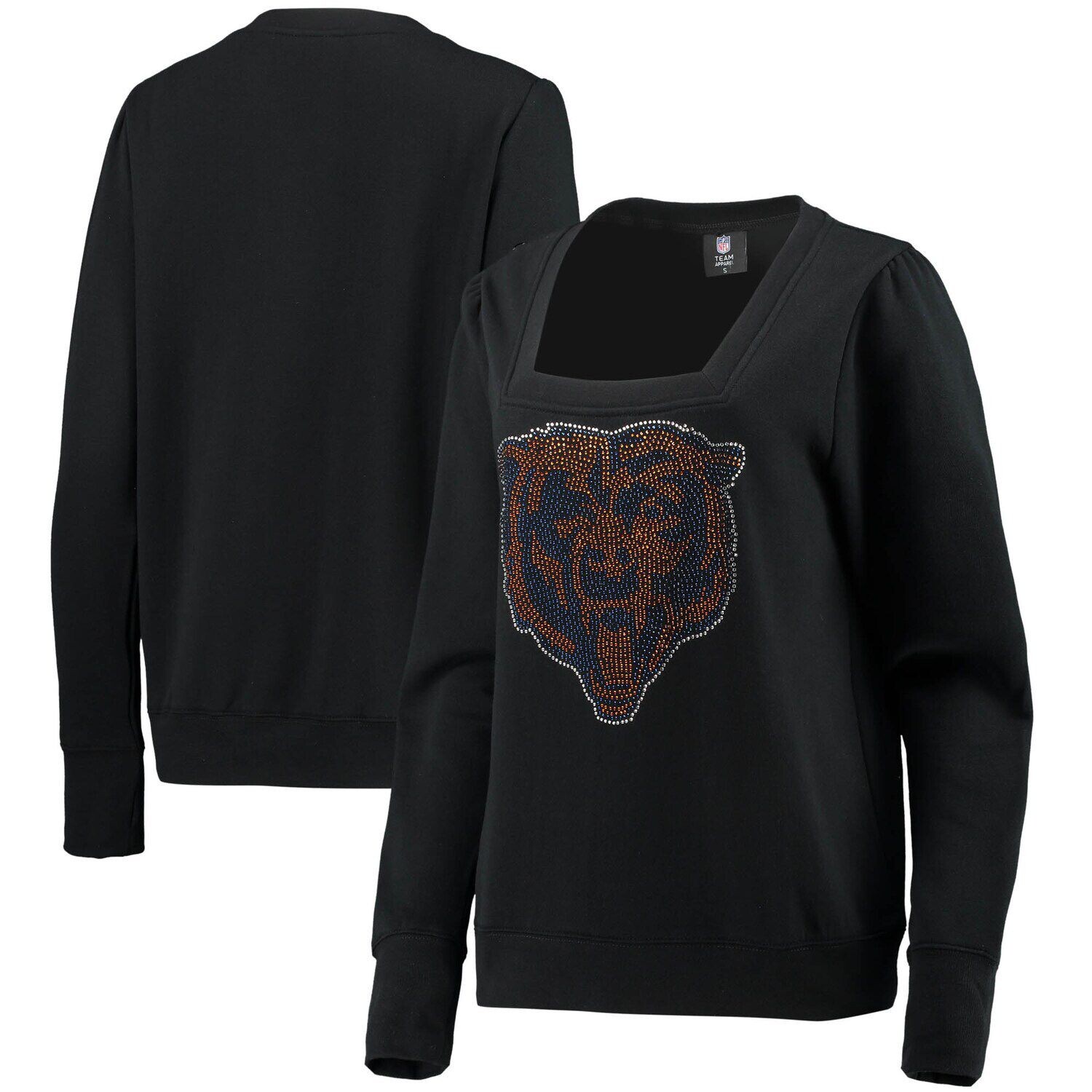 

Черный женский пуловер с квадратным вырезом Cuce Chicago Bears Winners