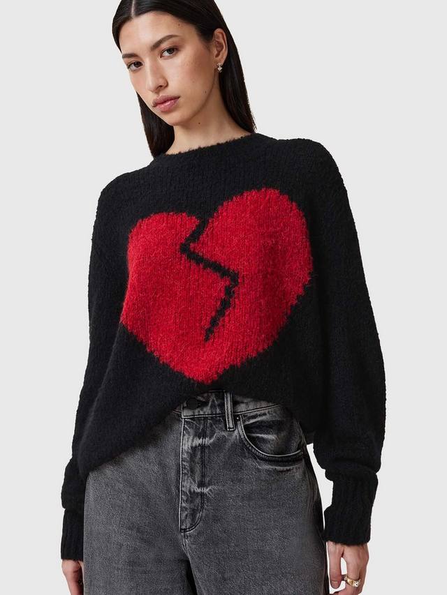 

Джемпер из плотной шерсти в виде сердца AllSaints, цвет Black/Red