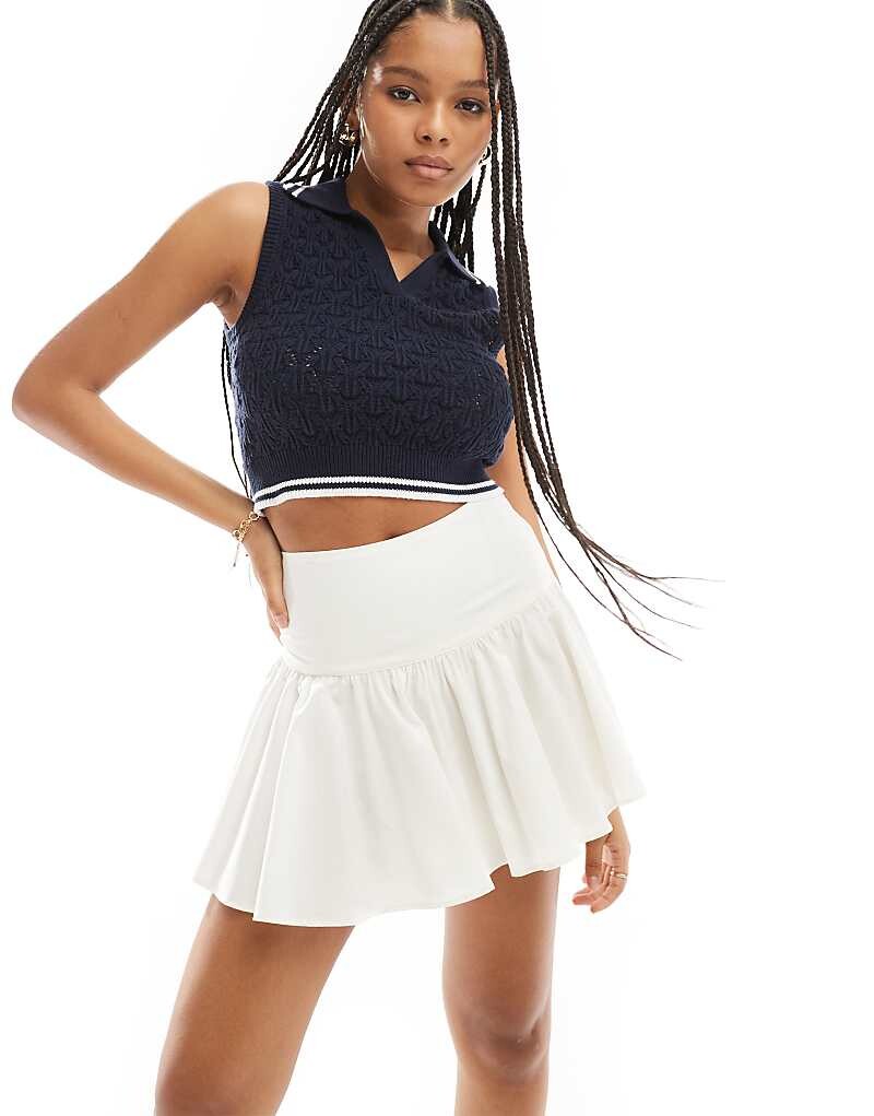 

ASOS DESIGN – Хлопковая мини-юбка кремового цвета с заниженной талией