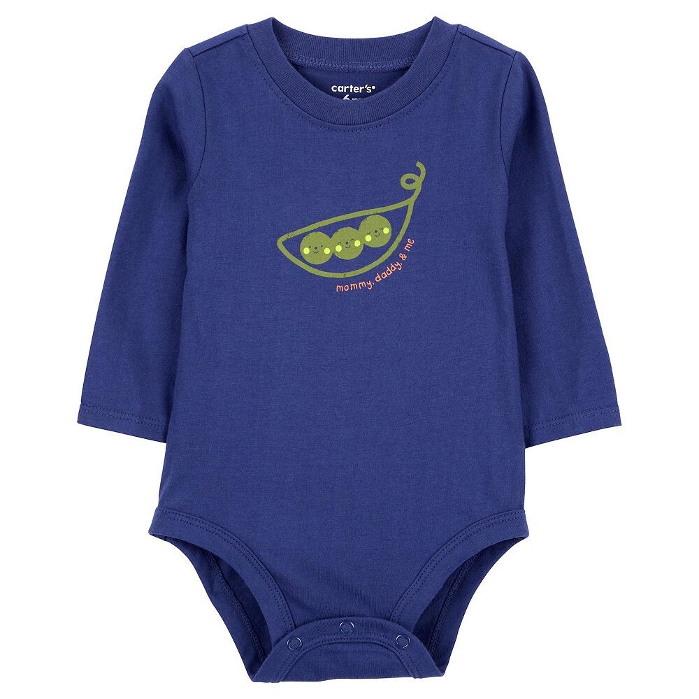 

Коллекционное боди для мальчика Carter's Mommy, Daddy & Me Peas, синий