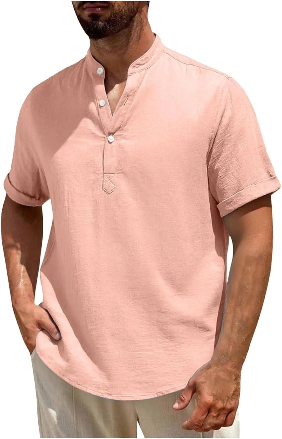 

Мужская футболка Henley с коротким рукавом, легкая и удобная