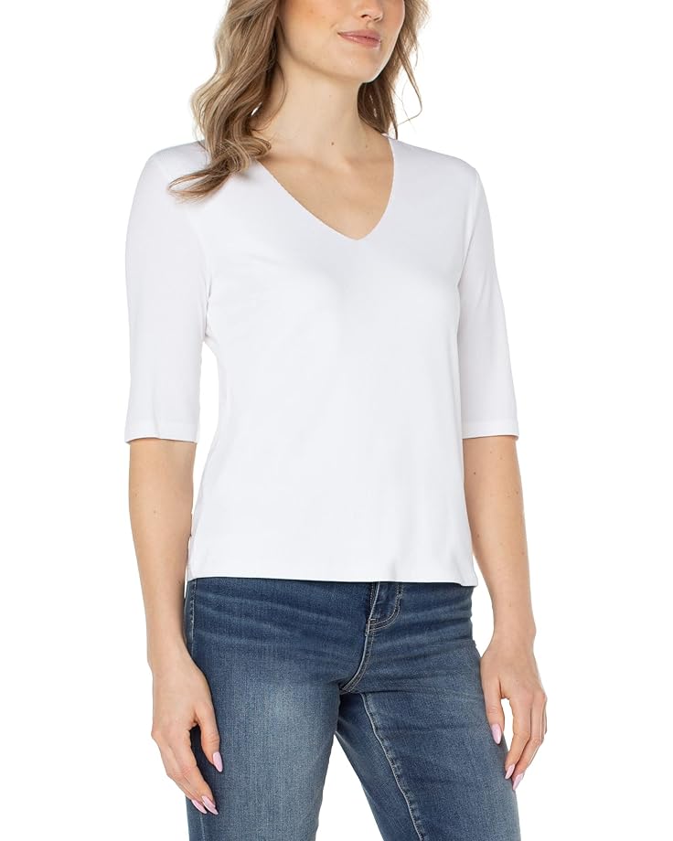 

Свитер Liverpool Los Angeles Double Layer V-Neck 1/2 Sleeve Rib Knit Top, кремовый