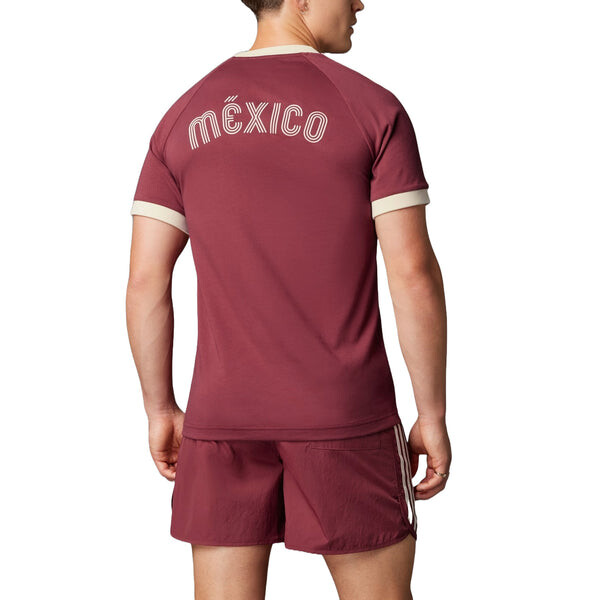 Футболка mexico adicolor 3-stripes football t-shirt 'burgundy' Adidas, бургундия — фото 2