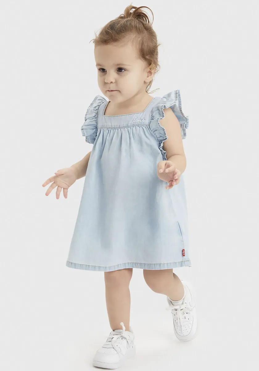 

Джинсовое платье Levi's Kids с рюшами на рукавах для ДЕВОЧЕК, цвет After Glow