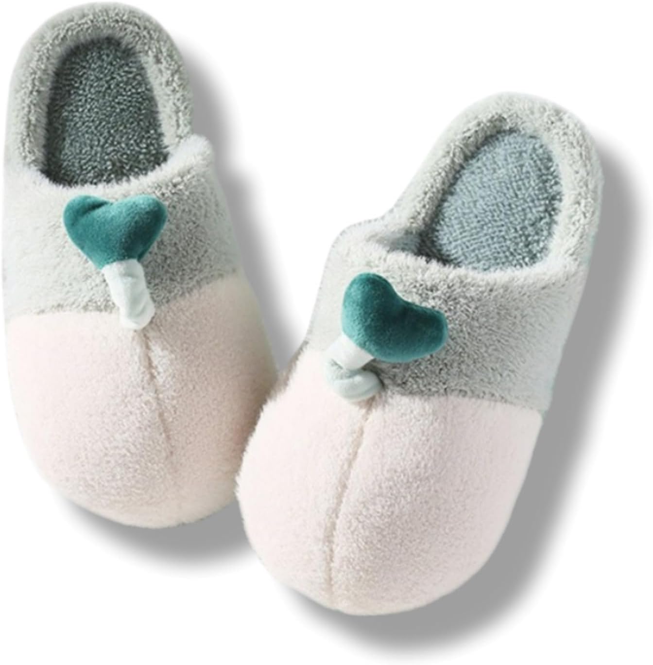 

Домашние тапочки с сердечками для женщин и мужчин, на День святого Валентина, пушистые, мягкие, новогодние, для дома и улицы, милые, теплые, с нескользящей подошвой Elirar, зеленый