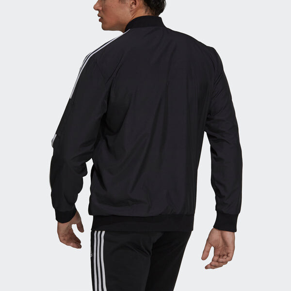 Куртка adidas M 3s Bomber Jkt Contrasting Colors Stripe Sports Logo Casual Jacket Black, черный — фото 3