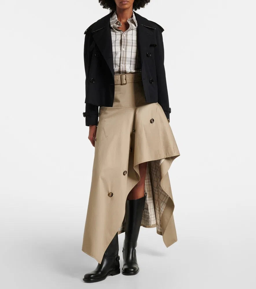 Юбка Burberry, миди, асимметричная, карманы на пуговице, бежевый — фото 2