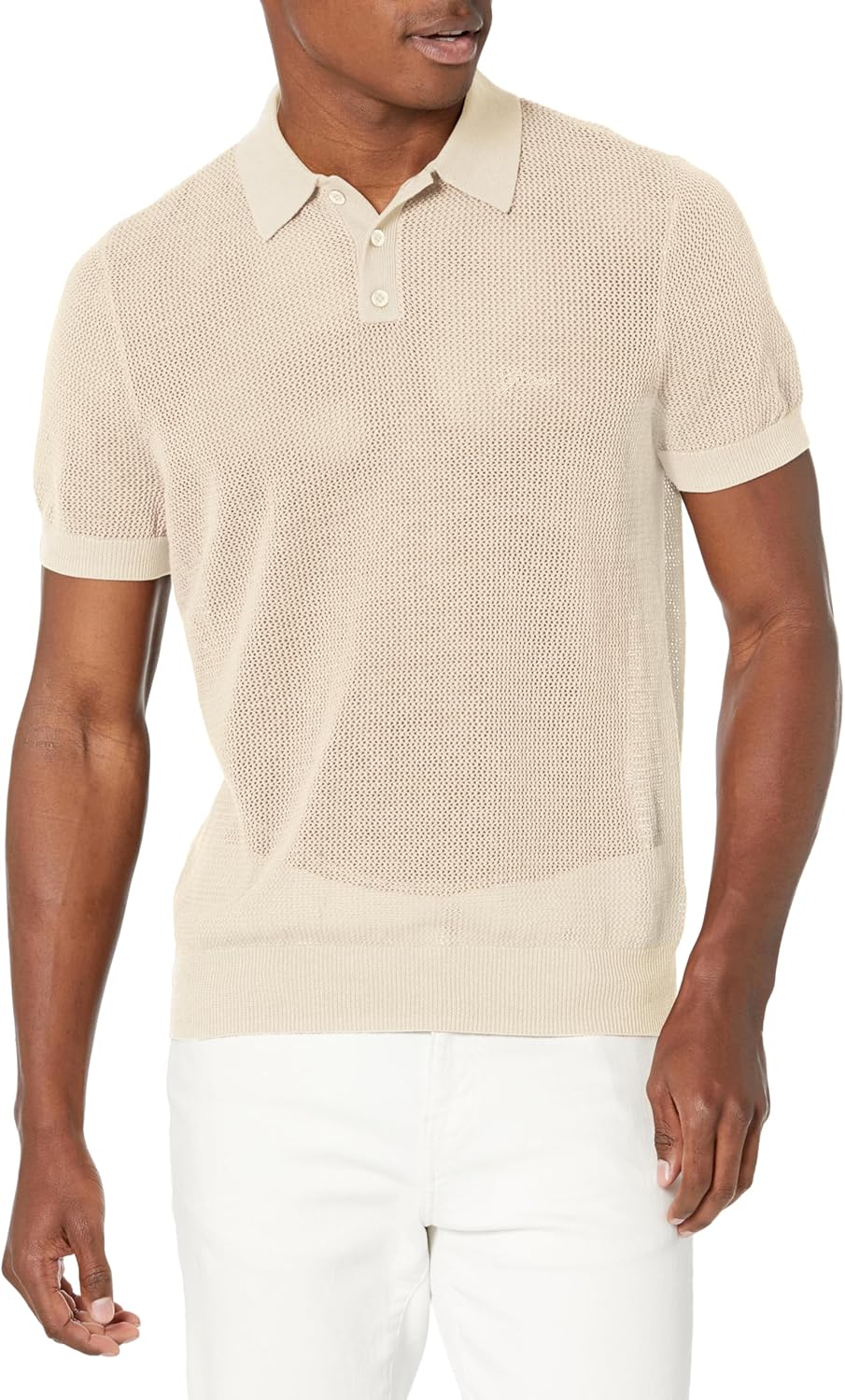 

Мужское поло GUESS Lenny с короткими рукавами и сетчатым узором, Muted Stone