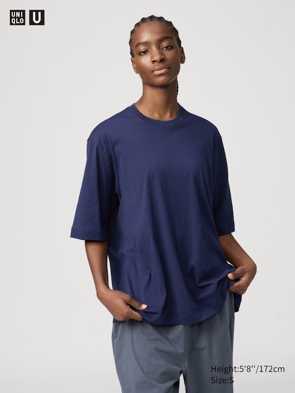 

Футболка оверсайз из 100% хлопка supima Uniqlo, синий