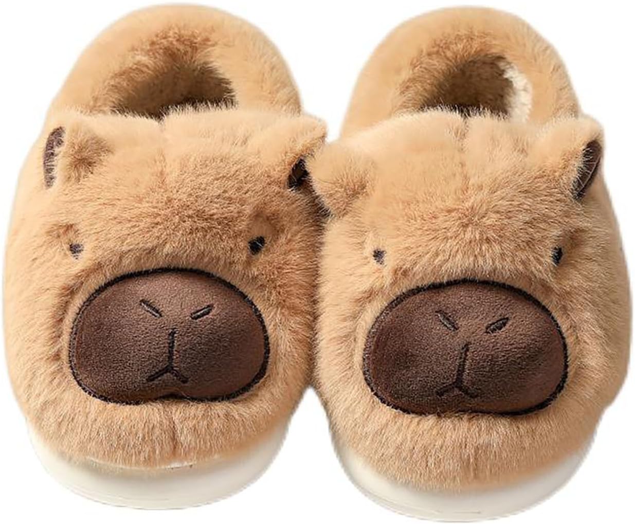 

Домашние тапочки Zureto с капибарой для женщин и мужчин, зимние теплые пушистые тапочки с мягкой капибарой, хаки