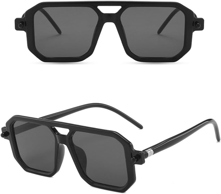 

Ретро солнцезащитные очки Jelly Tea для женщин, с двойным лучом, защита от УФ-излучения UV400, солнцезащитные очки для мужчин, винтажные черные очки LANGSER, Black Grey