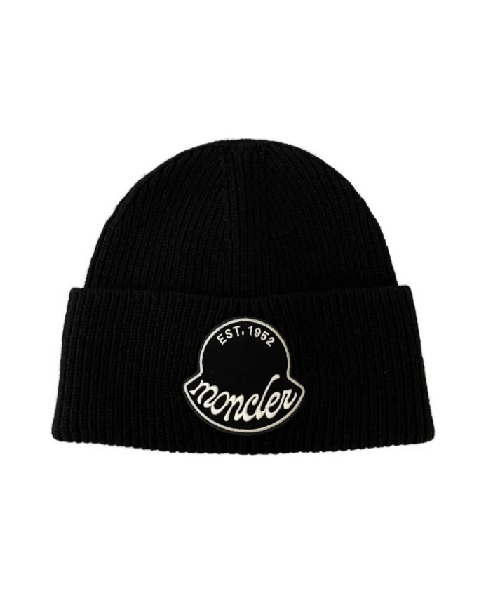 

Черная шерстяная зимняя шапка Moncler, черный