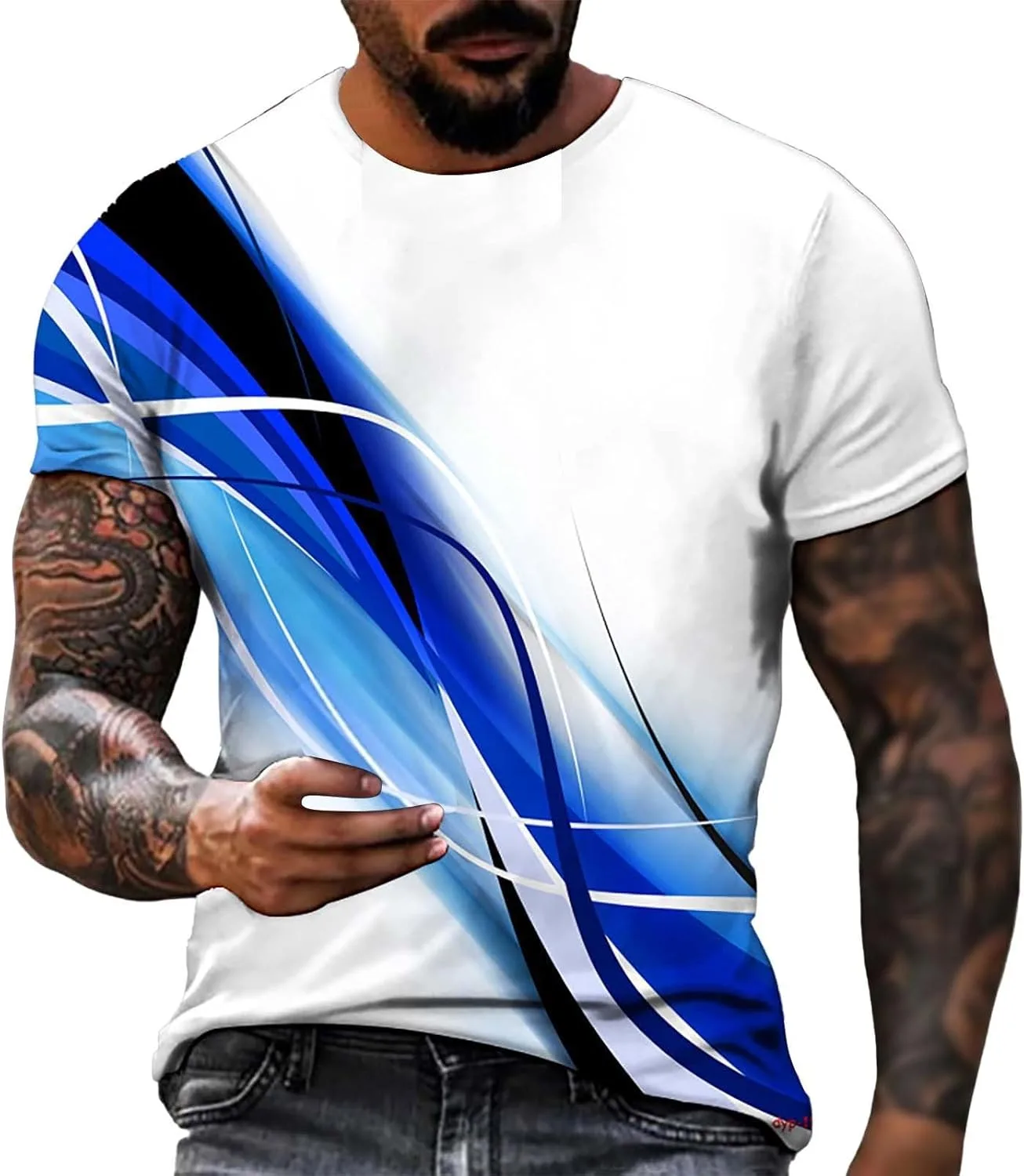 

Футболка мужская с принтом, летняя, slim fit