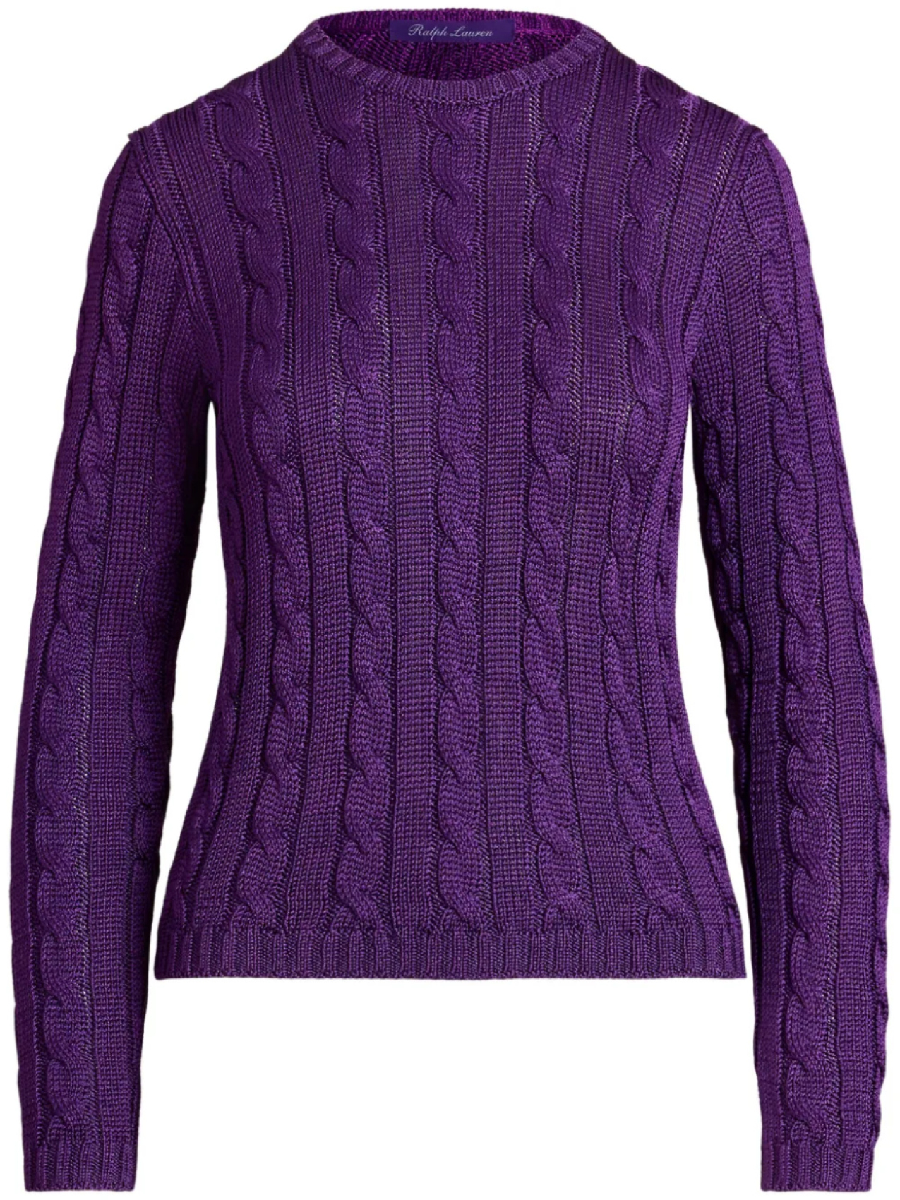 

Шелковый свитер с косичной вязкой от Ralph Lauren Collection, фиолетовый