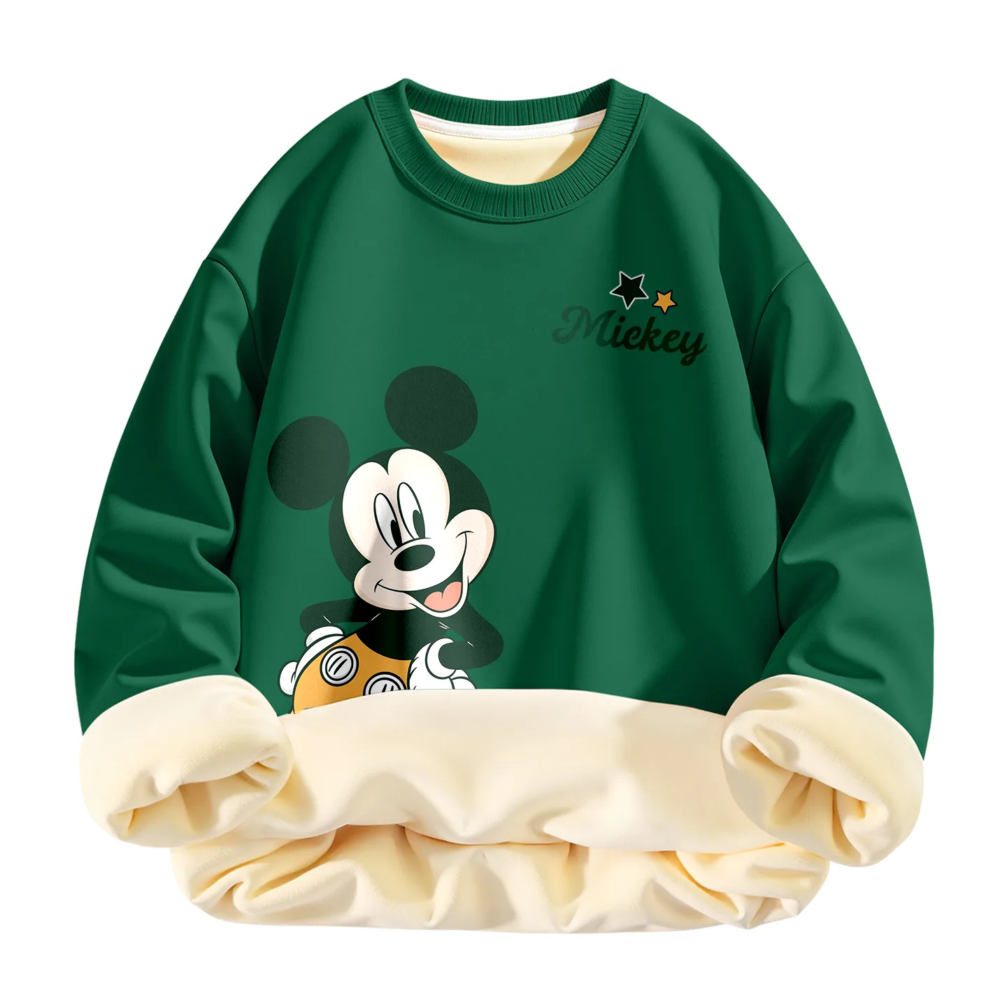 Детский свитшот с круглым вырезом утепленный Disney, [Thickened Lamb's Wool]Dior Star K Vintage Green