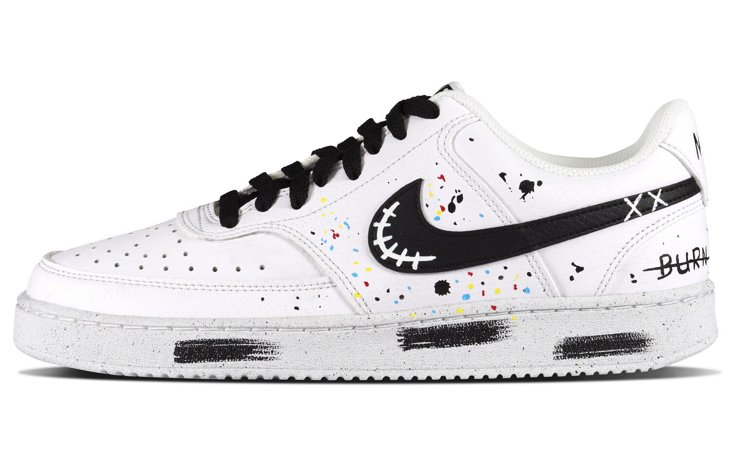 

Кроссовки Nike Court Vision 1 Skateboard Shoes Women's Low-Top Black White, черный