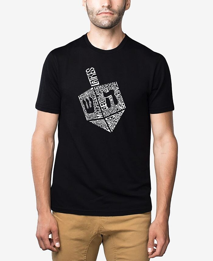 

Мужская футболка Hanukkah Dreidel Premium Blend Word Art LA Pop Art, черный
