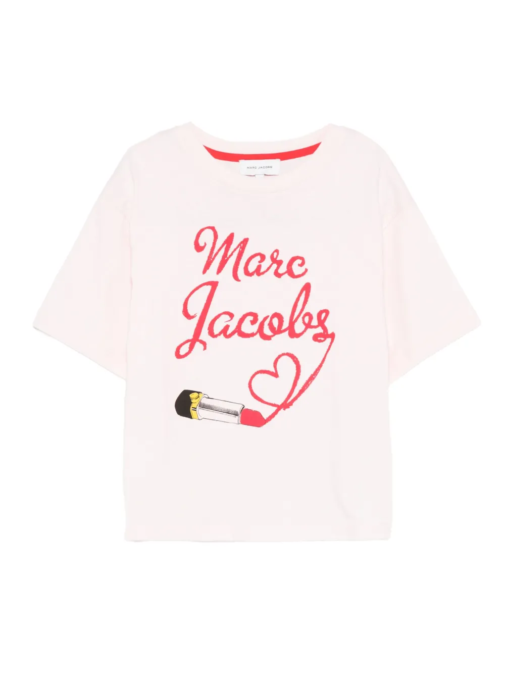 

Хлопковый топ с принтом помады Marc Jacobs Kids, розовый