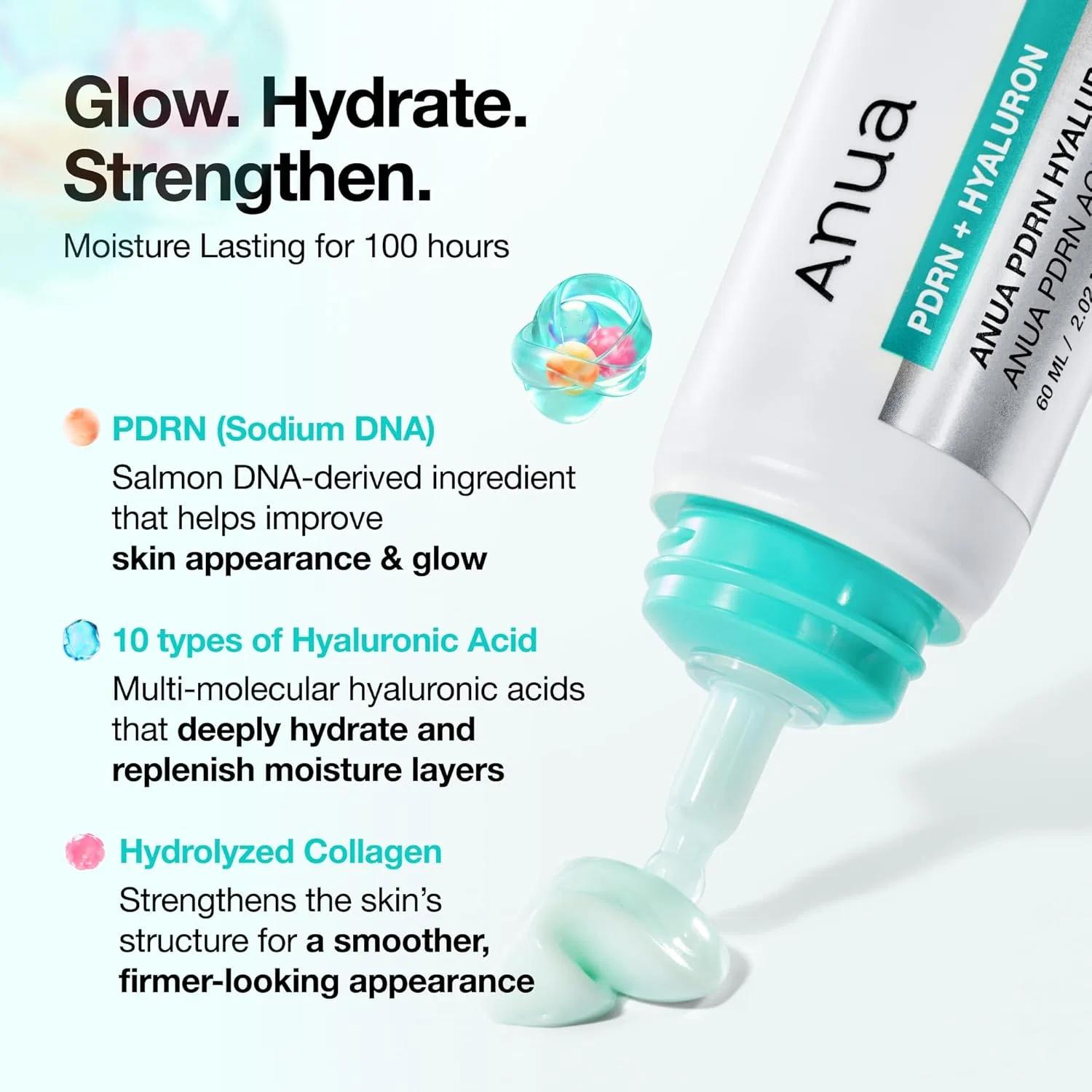 Бустер Anua — Увлажняющий PDRN Hyaluronic Acid 100 с ДНК лосося, 60 мл — фото 3