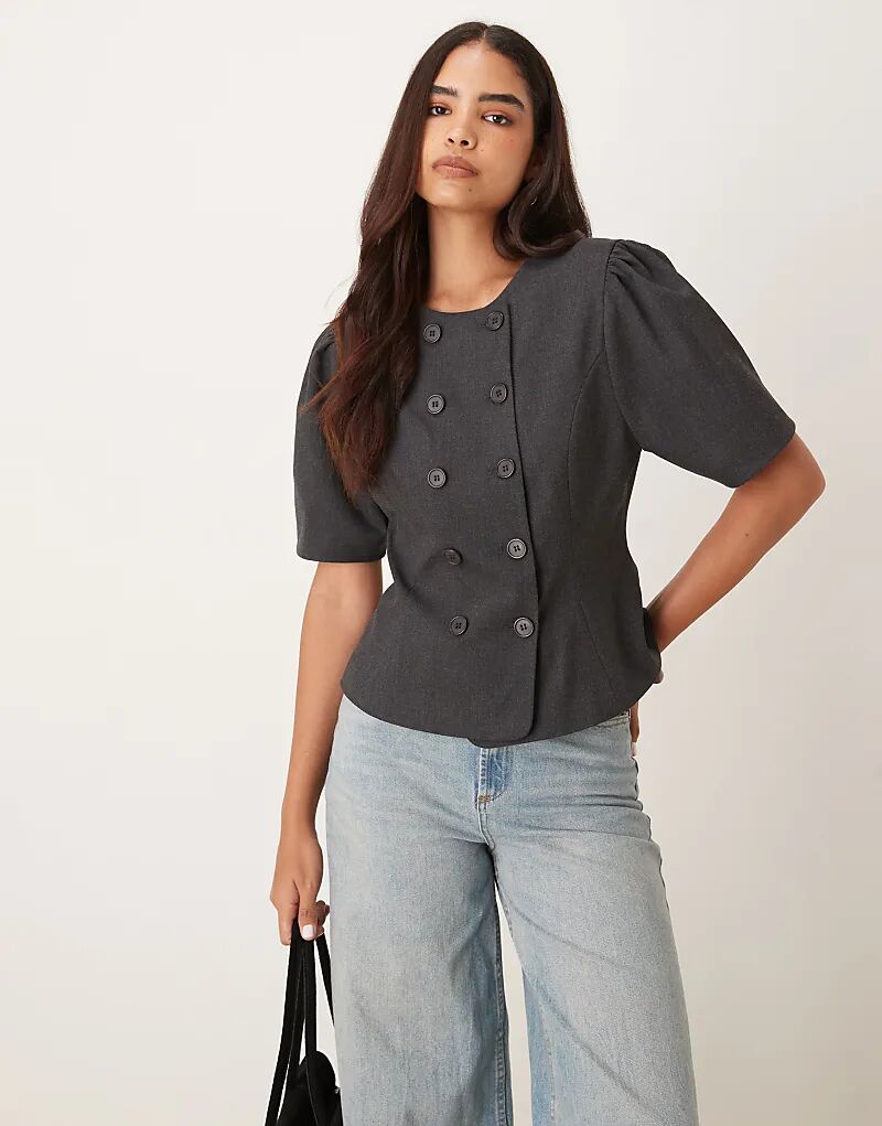 

Двубортный блейзер ASOS DESIGN, приталенный, антрацитового цвета