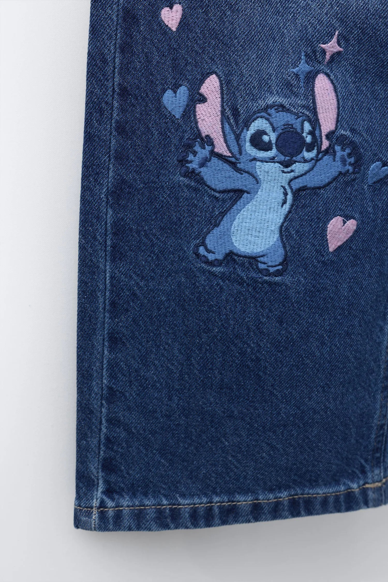 Джинсы с широкими штанинами и вышивкой «лило и стич» disney Zara, синий — фото 4