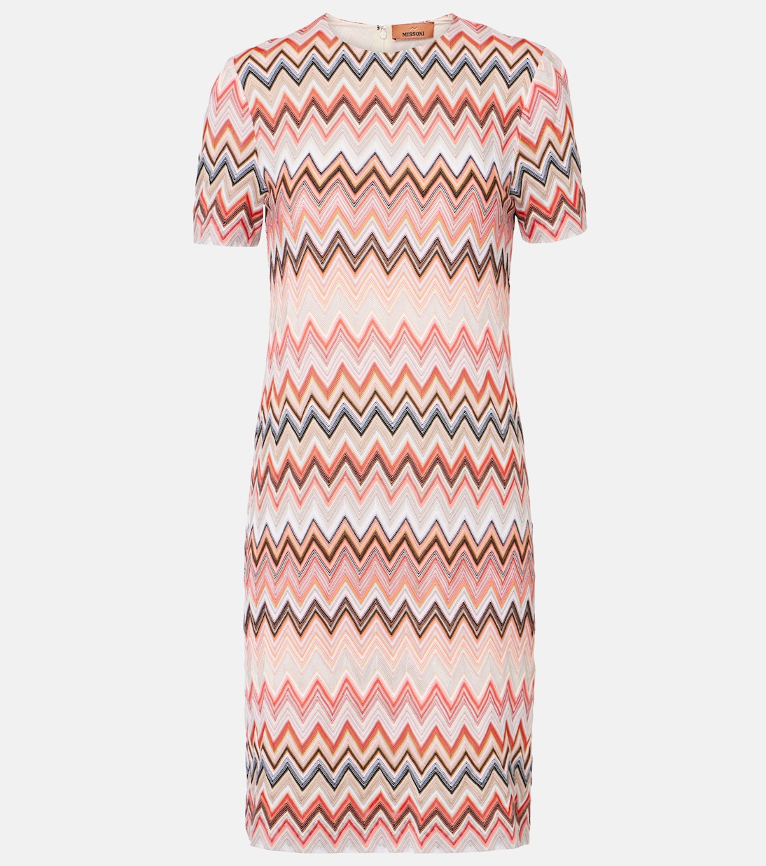 

Мини-платье из полосатой ткани ламе Missoni, Multicolor Yellow Pink And White