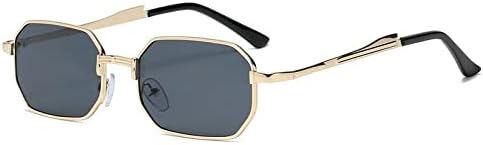 

Узкие солнцезащитные очки 2026 года, модные прямоугольные, для женщин и мужчин, металлические, для вождения, классические очки с защитой от УФ-излучения UV400 MTZJH, Gold Grey