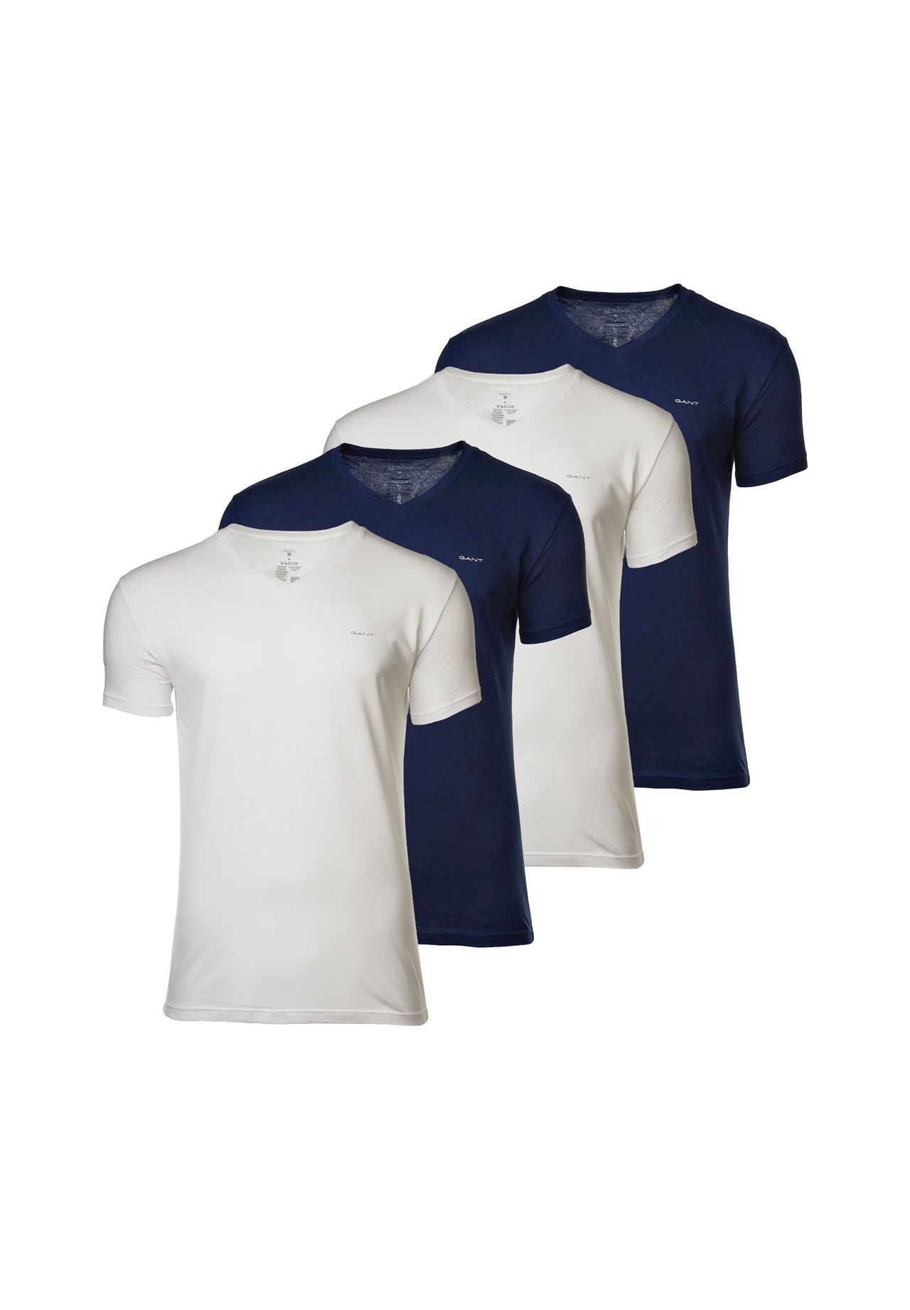 

Мужская футболка, 4 шт в упаковке - V-NECK T-SHIRT 4-PACK, V-образный вырез, короткий рукав, хлопок GANT, цвет Marineblau/wei_