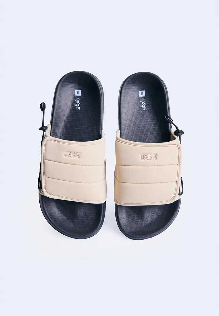 Мужские сандалии-слайды на липучке, Velcro, однотонные Oxgn, хаки