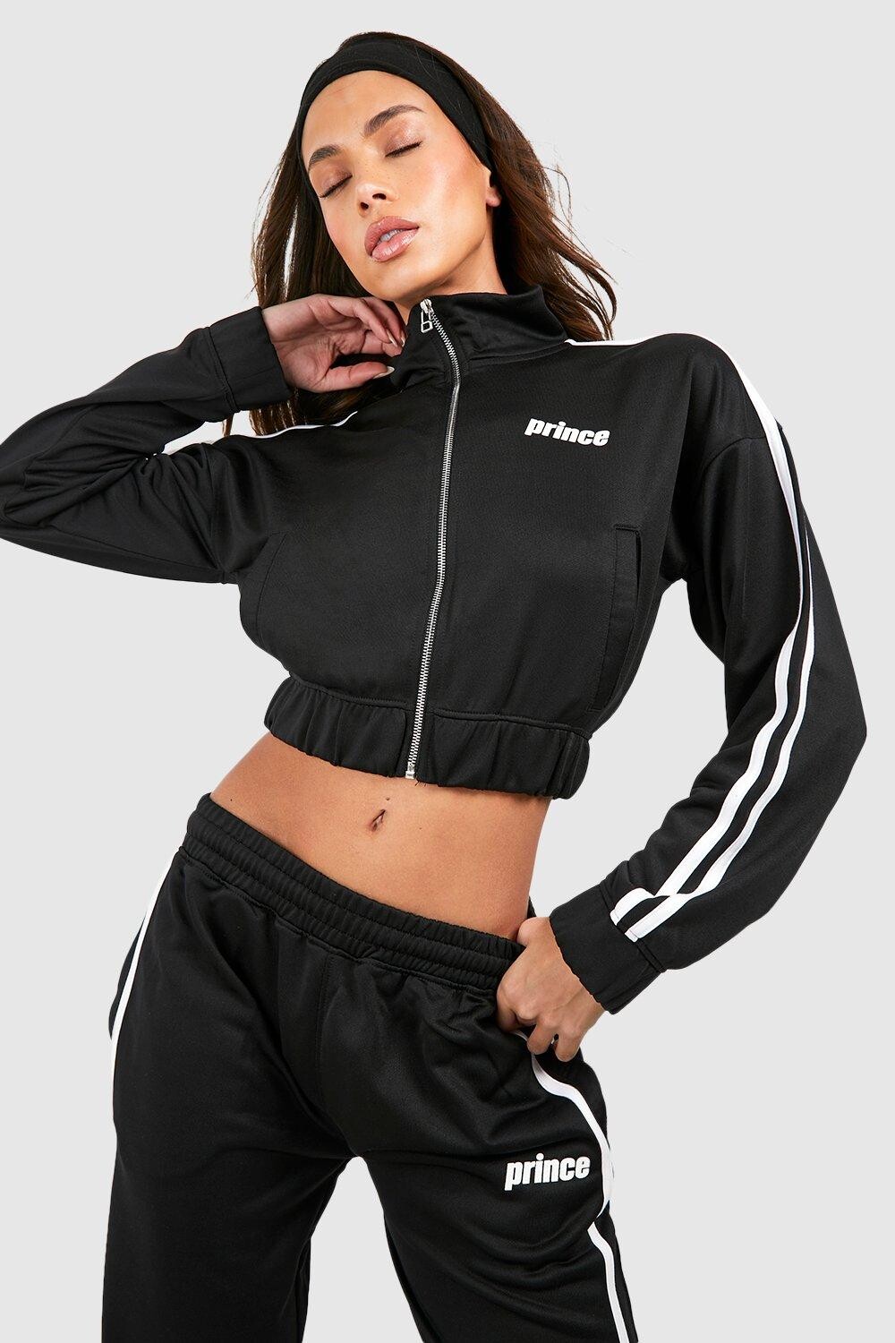 

Толстовка с принтом Prince Tricot Zip Through Boxy Sweat boohoo, черный