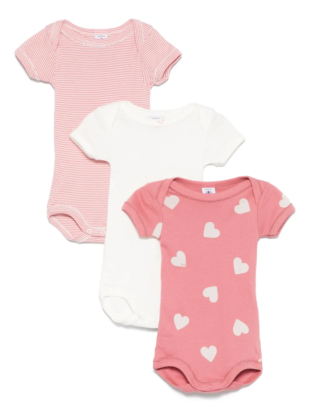 

Комплект из трех комбинезонов с принтом Petit Bateau, розовый