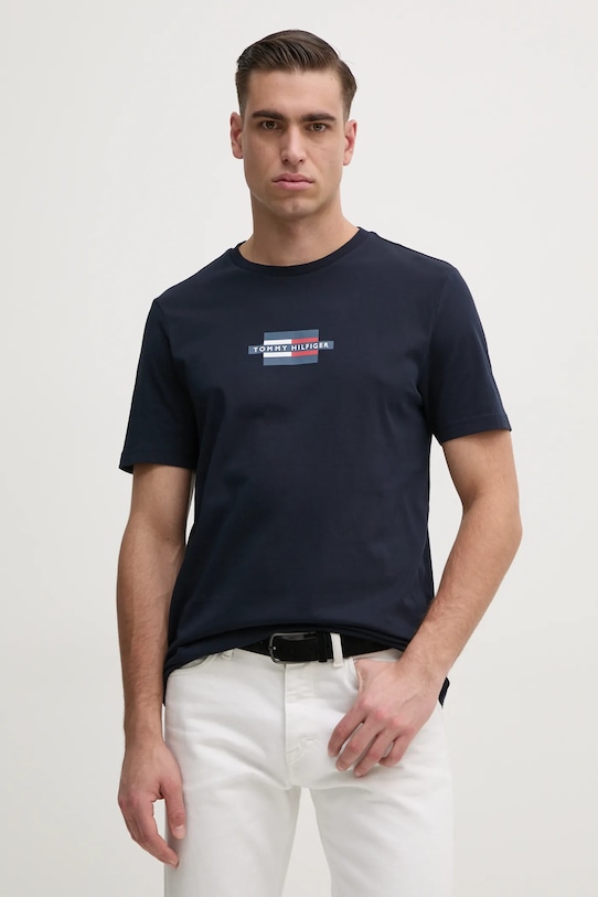 

Хлопковая футболка Tommy Hilfiger, темно-синий