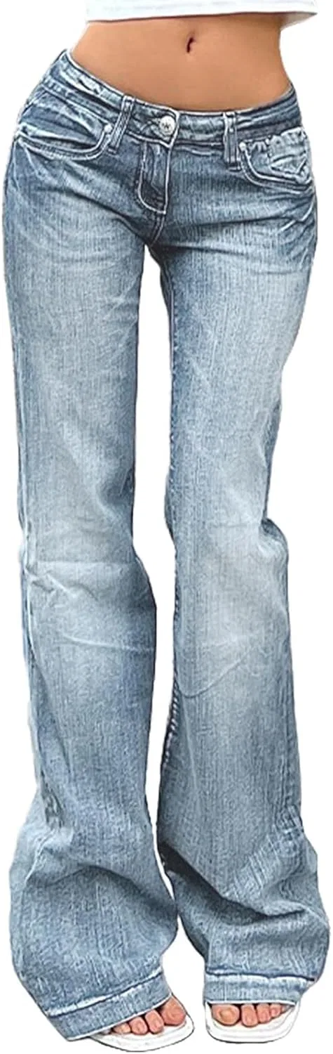 Джинсы bootcut, джинсы с завышенной талией, голубой