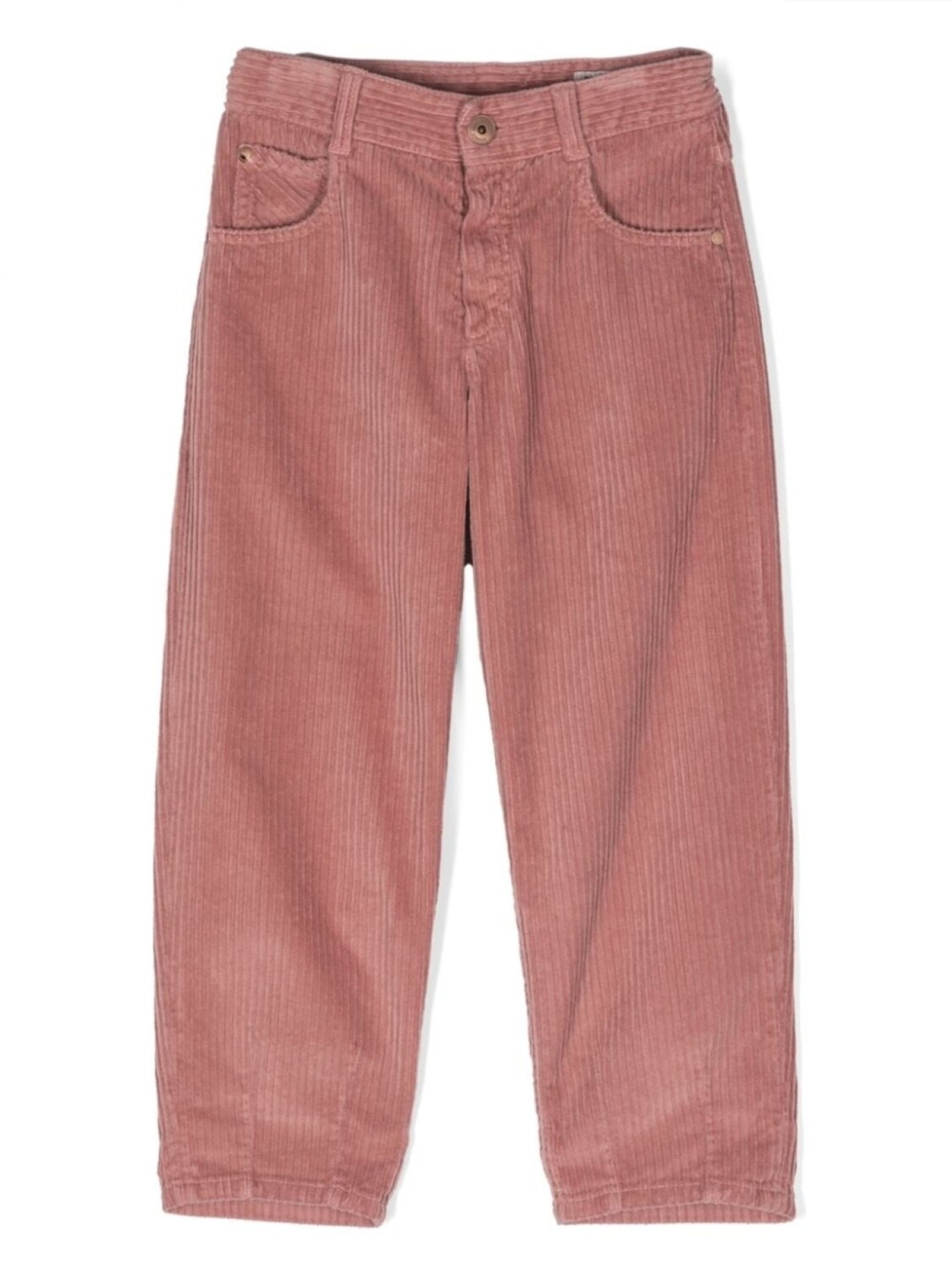 

Brunello Cucinelli Kids вельветовые брюки прямого кроя с нашивкой-логотипом, розовый