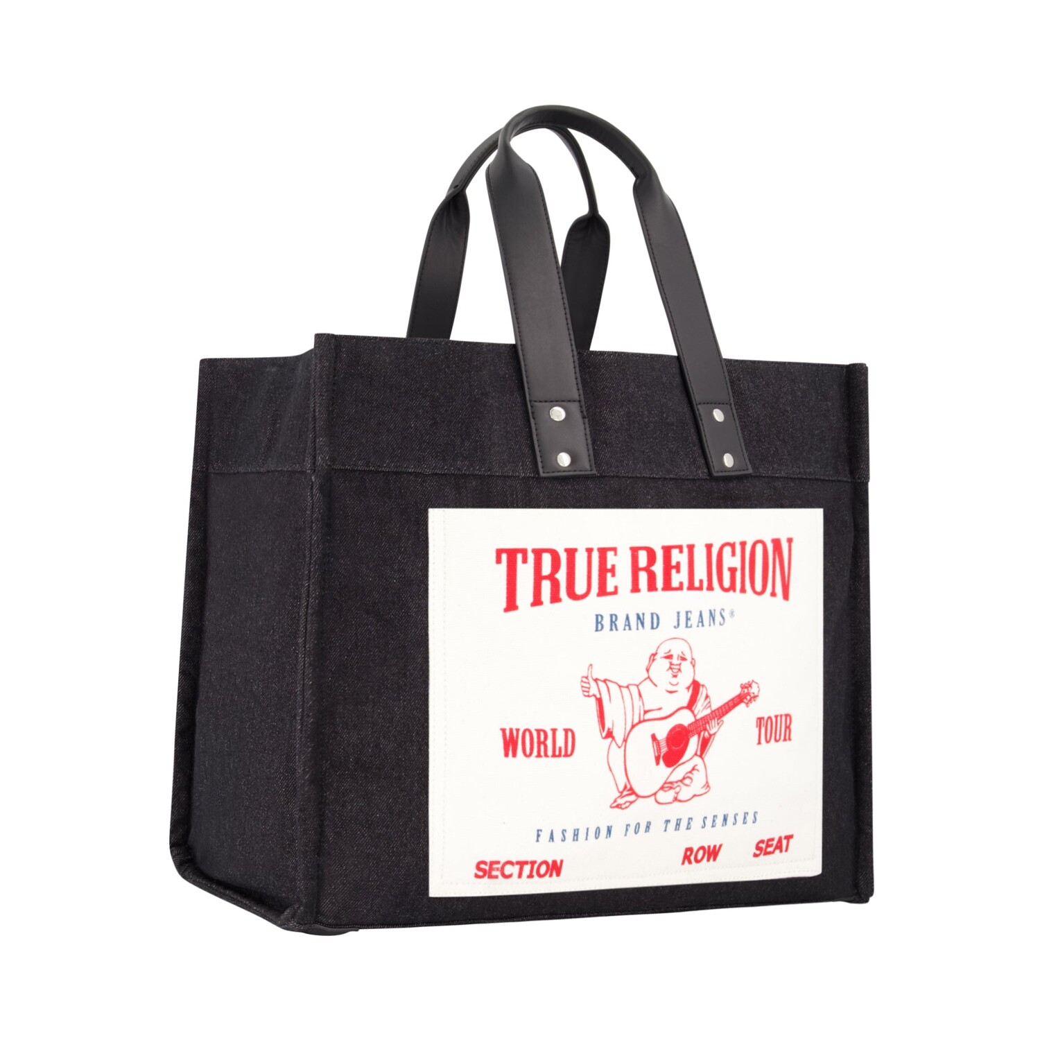 

Большая сумка-тоут из потертого денима True Religion, черный