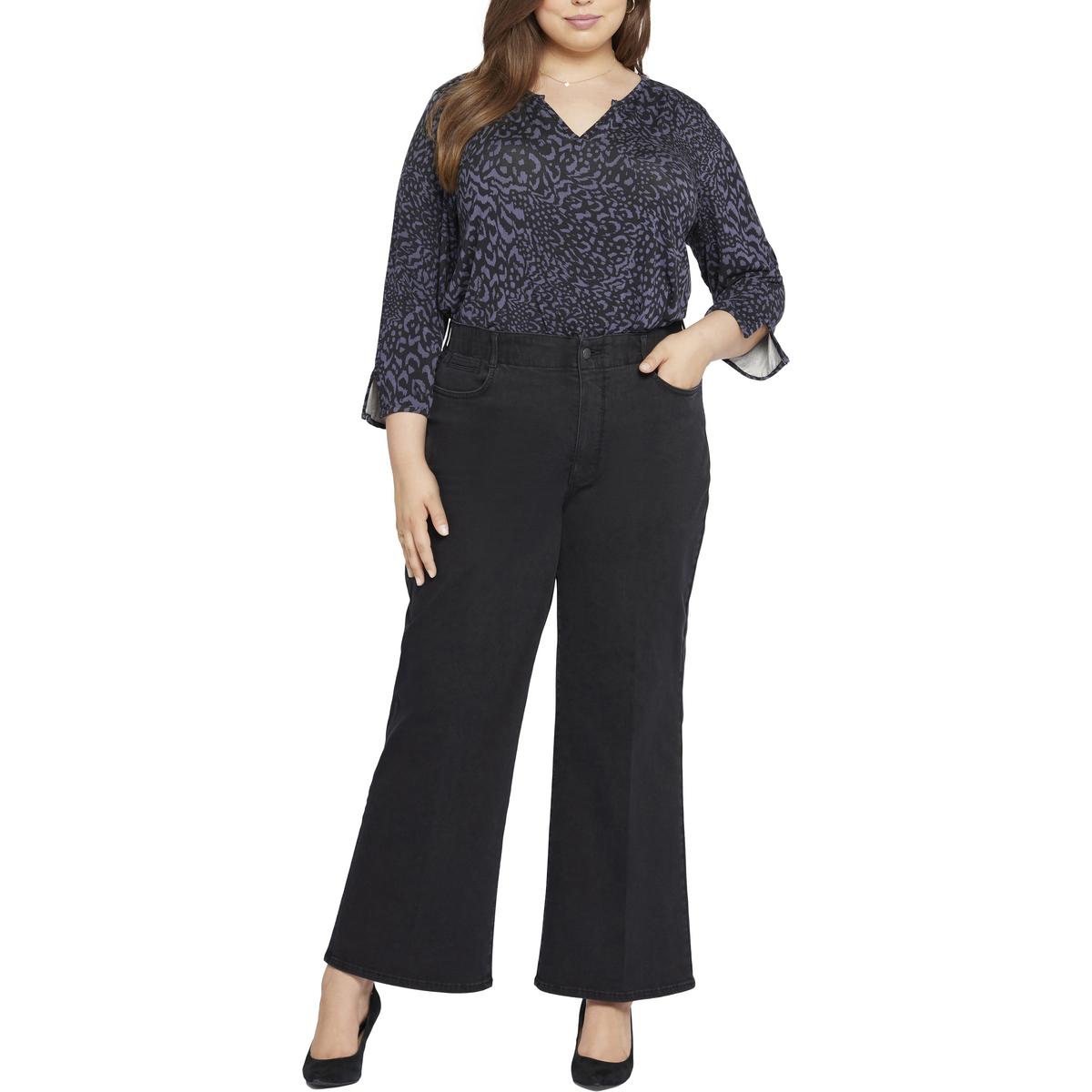 

Женские джинсы Plus с растягивающимся денимом и широкими штанинами NYDJ, черный