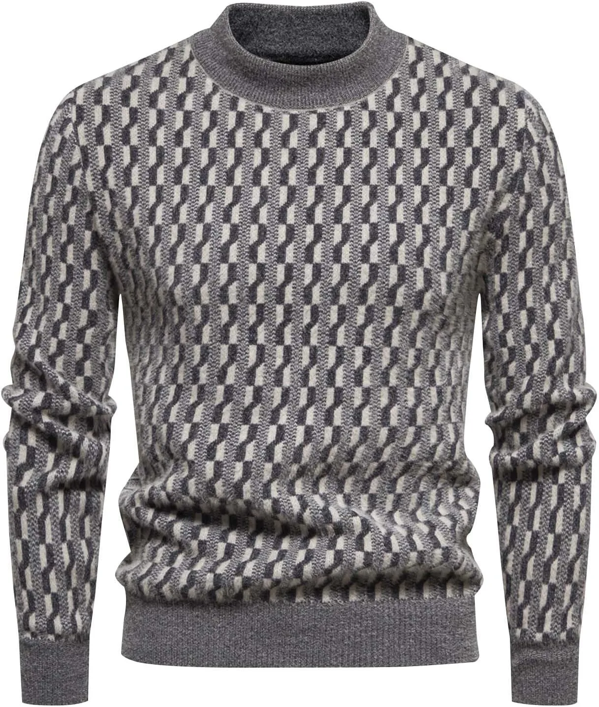 

Мужской свитер-пуловер Vintage Plaid Slim Fit с длинным рукавом AQAYL