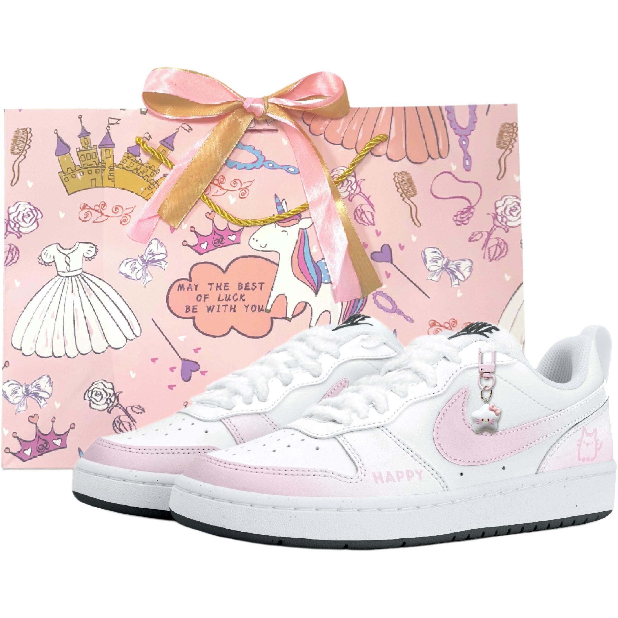 

Nike Court Borough Low top детские скейтборд-кроссовки White Pink для подростков