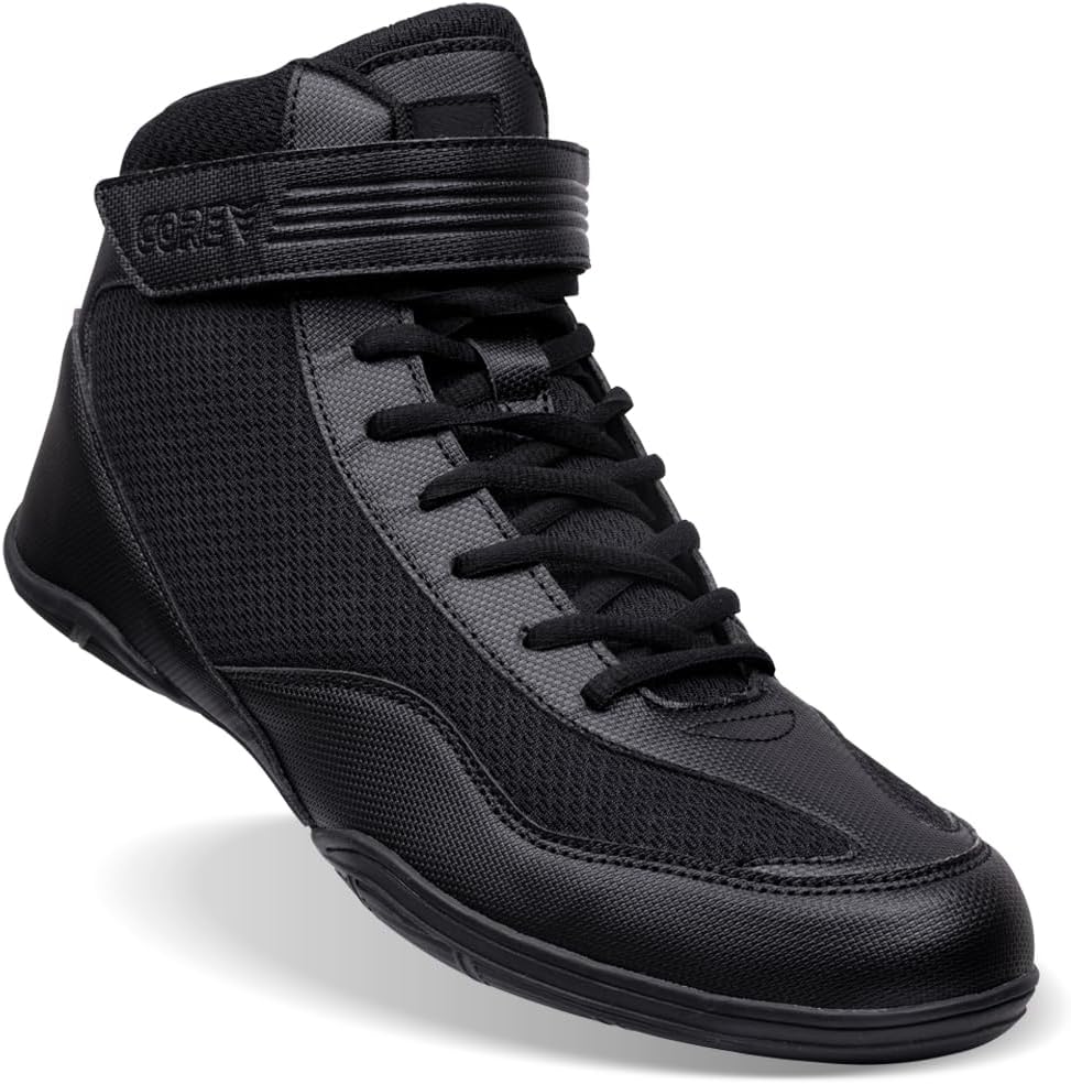 

Борцовские кроссовки CORE - обувь для борьбы с высоким сцеплением для мужчин, женщин, подростков и детей - прочная обувь для борьбы, бокса, тяжелой атлетики и бодибилдинга - обувь для боевых видов спорта, легкая обувь для тренажерного зала, черн...