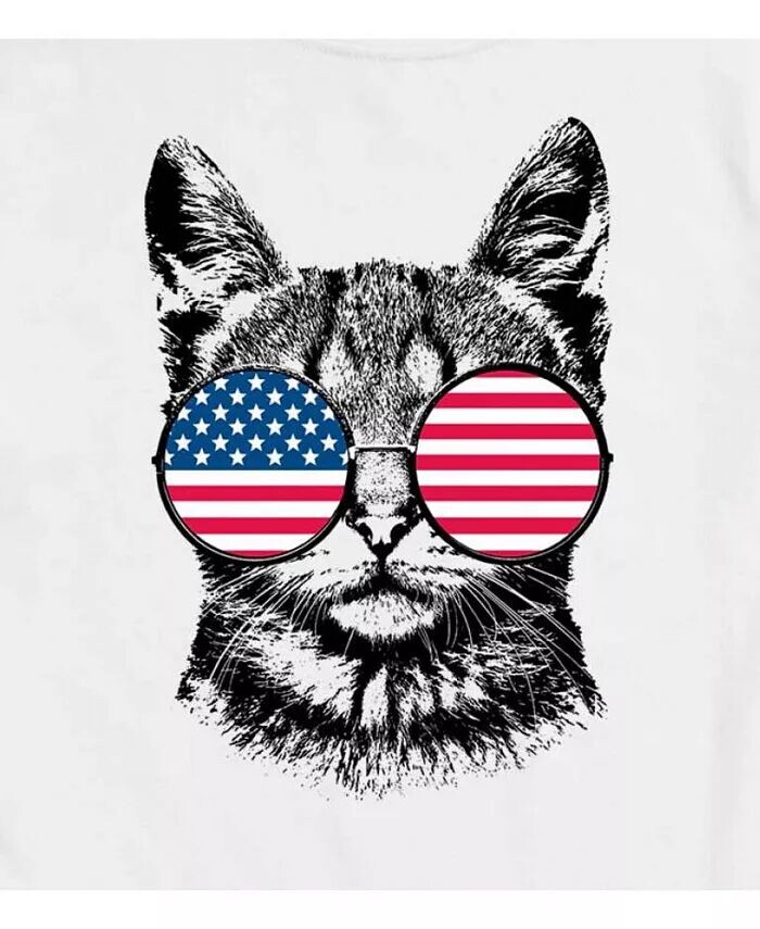 Модная футболка с рисунком кота Hybrid Apparel для юниоров США Good Vibes Llc, белый — фото 3