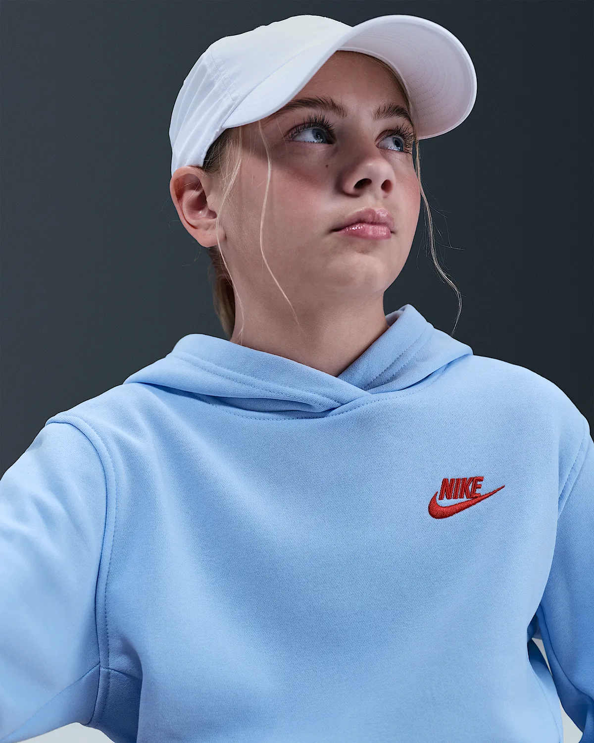Детская толстовка Nike Sportswear Club Fleece, Royal Tint/Light Crimson — фото 3