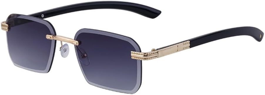 

Солнцезащитные очки без оправы прямоугольной формы для женщин, модные прямоугольные солнцезащитные очки для мужчин, солнцезащитные очки в стиле панк без оправы MTZJH, C2 Gold Double Gray