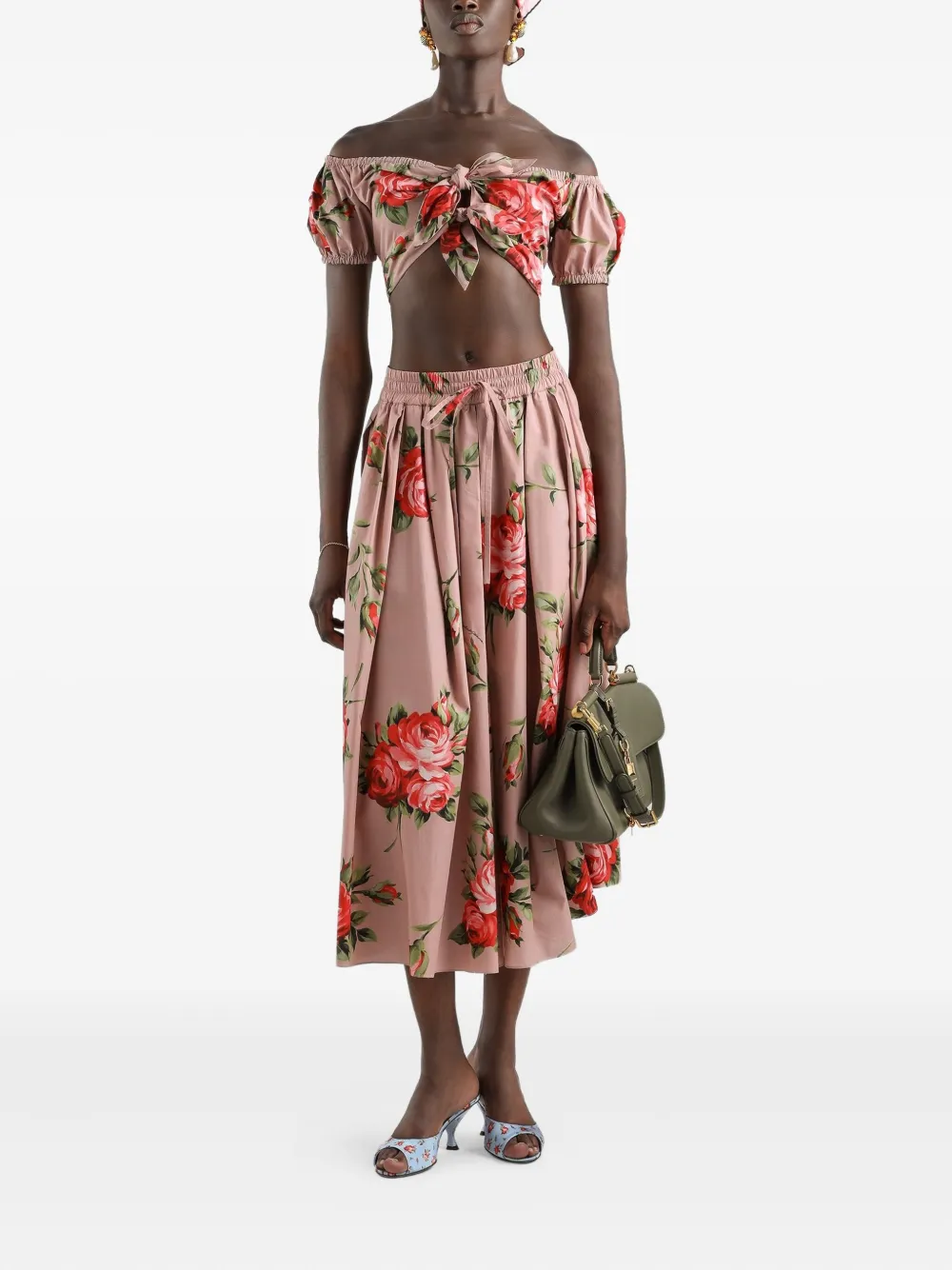Юбка с кулиской и цветочным принтом Dolce & Gabbana, розовый — фото 2