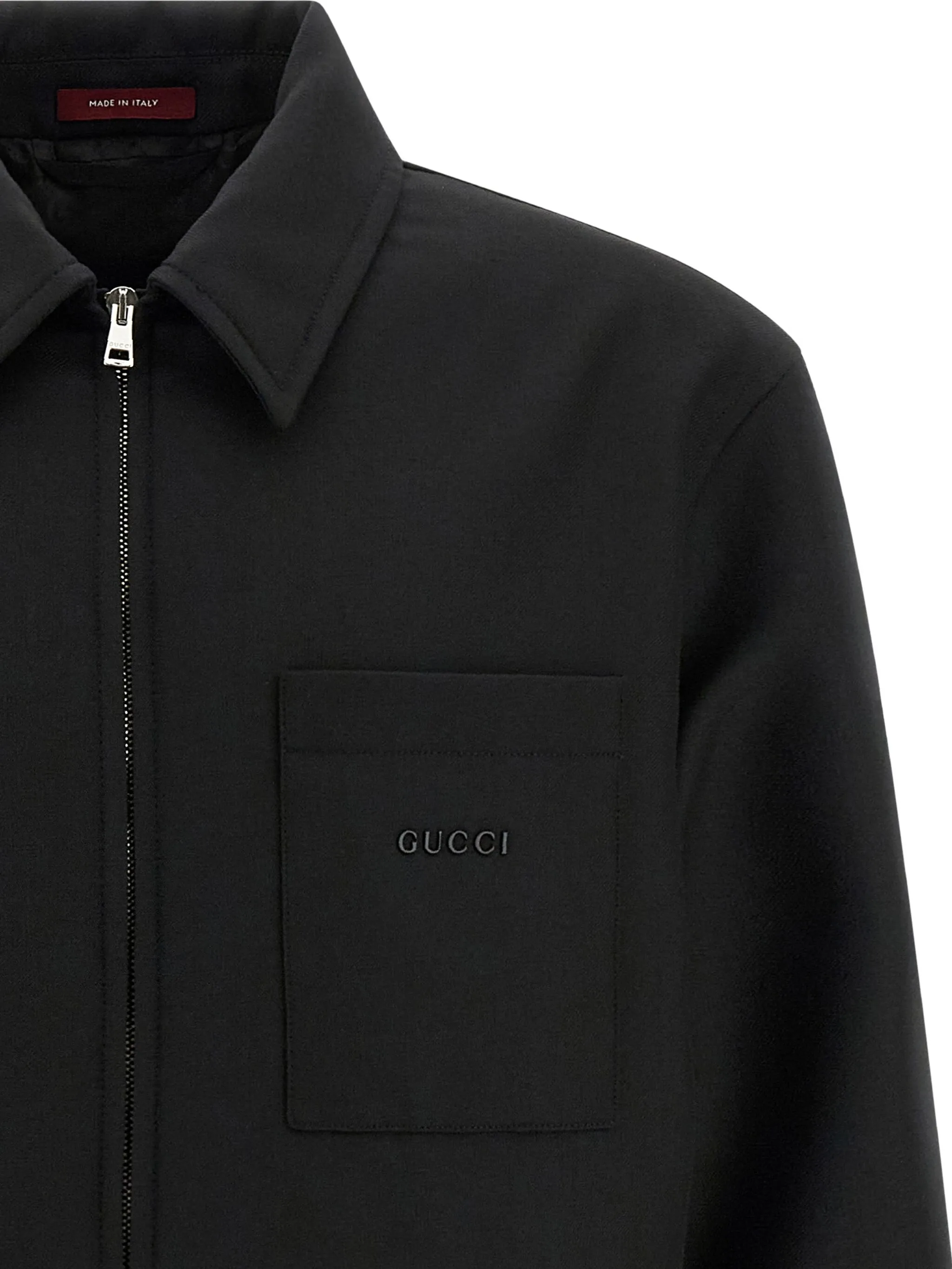 Твиловая рубашка с логотипом Gucci, черный — фото 3