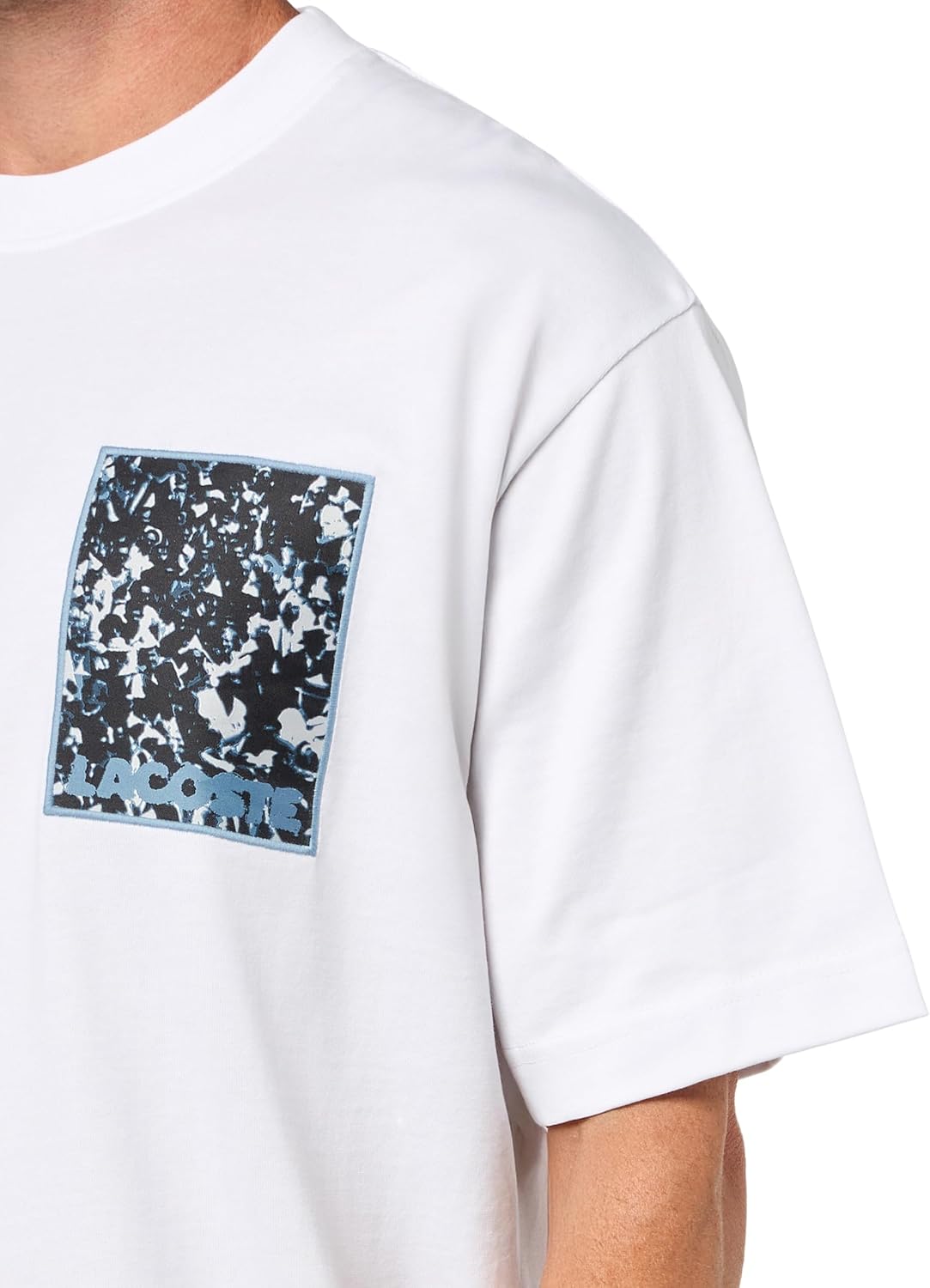Мужская теннисная футболка Lacoste свободного кроя с принтом, White — фото 3