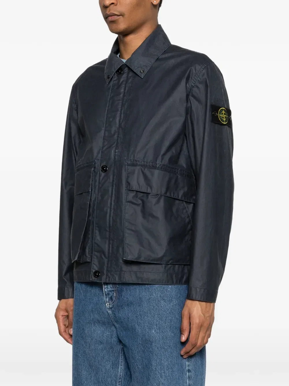 Вощеная рубашка-куртка Stone Island, синий — фото 3