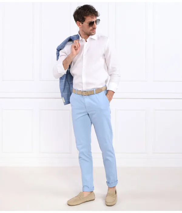 Льняная рубашка h-hank-kent-c1-214 Slim fit Boss, белый — фото 2