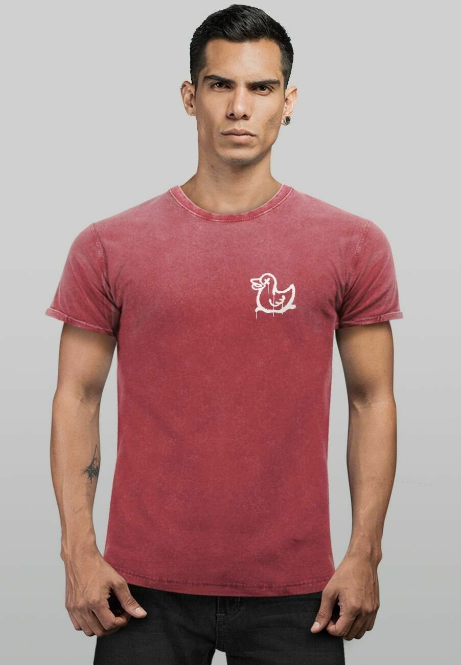 

Принт на футболке Vintage Drippy Duck Graffiti Style Used Look Neverless, красный