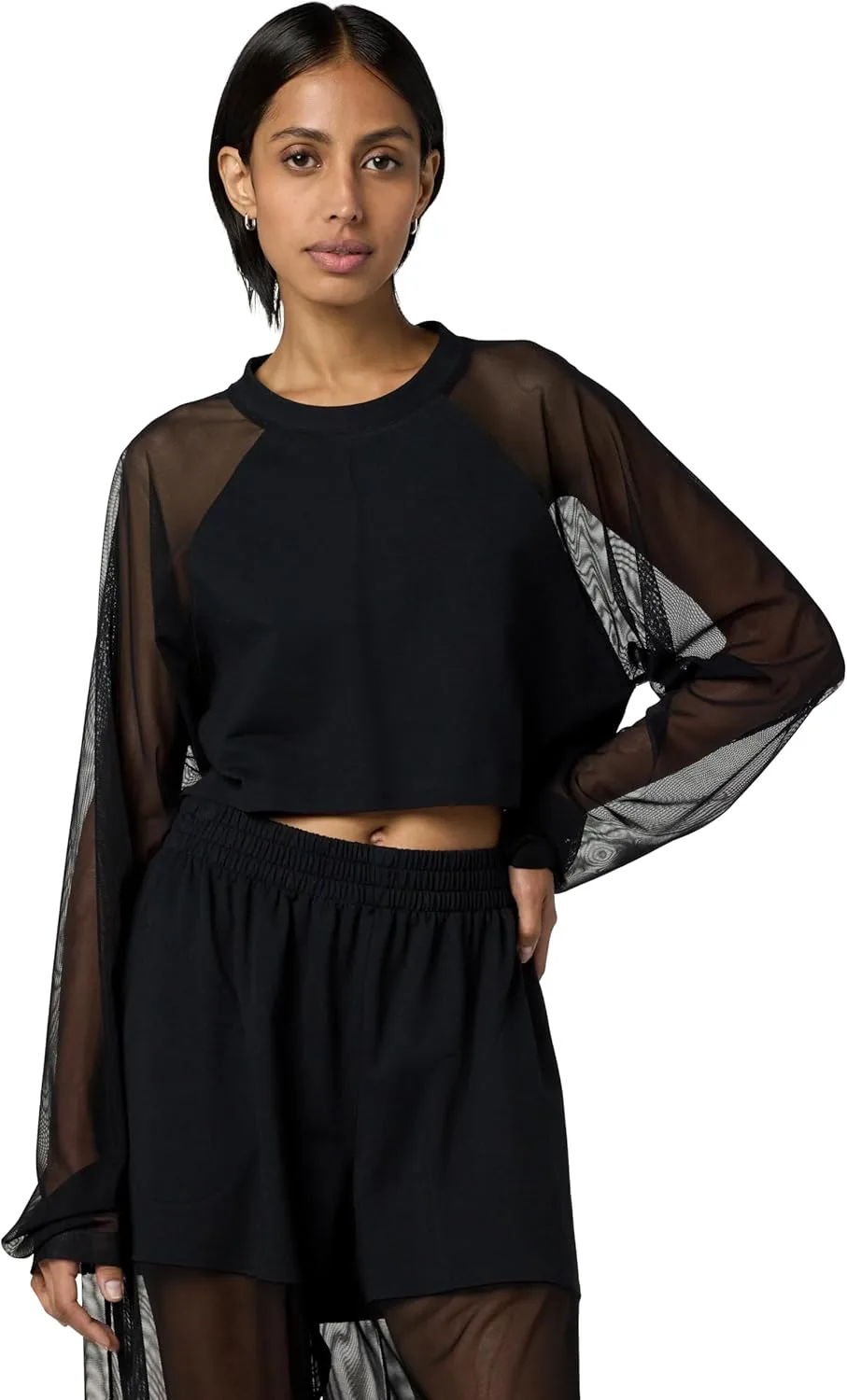 

Norma Kamali Женский оверсайз топ с регланными рукавами и сеткой